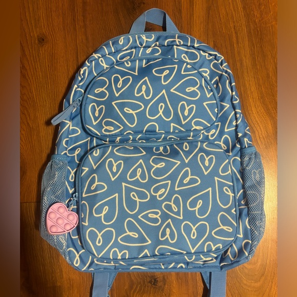 Cat & Jack Kids’ 16” Double Front Pocket Backpack - Blue Heart - Picture 5 of 6